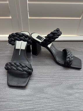 Dolce Vita size 8.5 Braided Strap Black Women's Block Heel Sandals